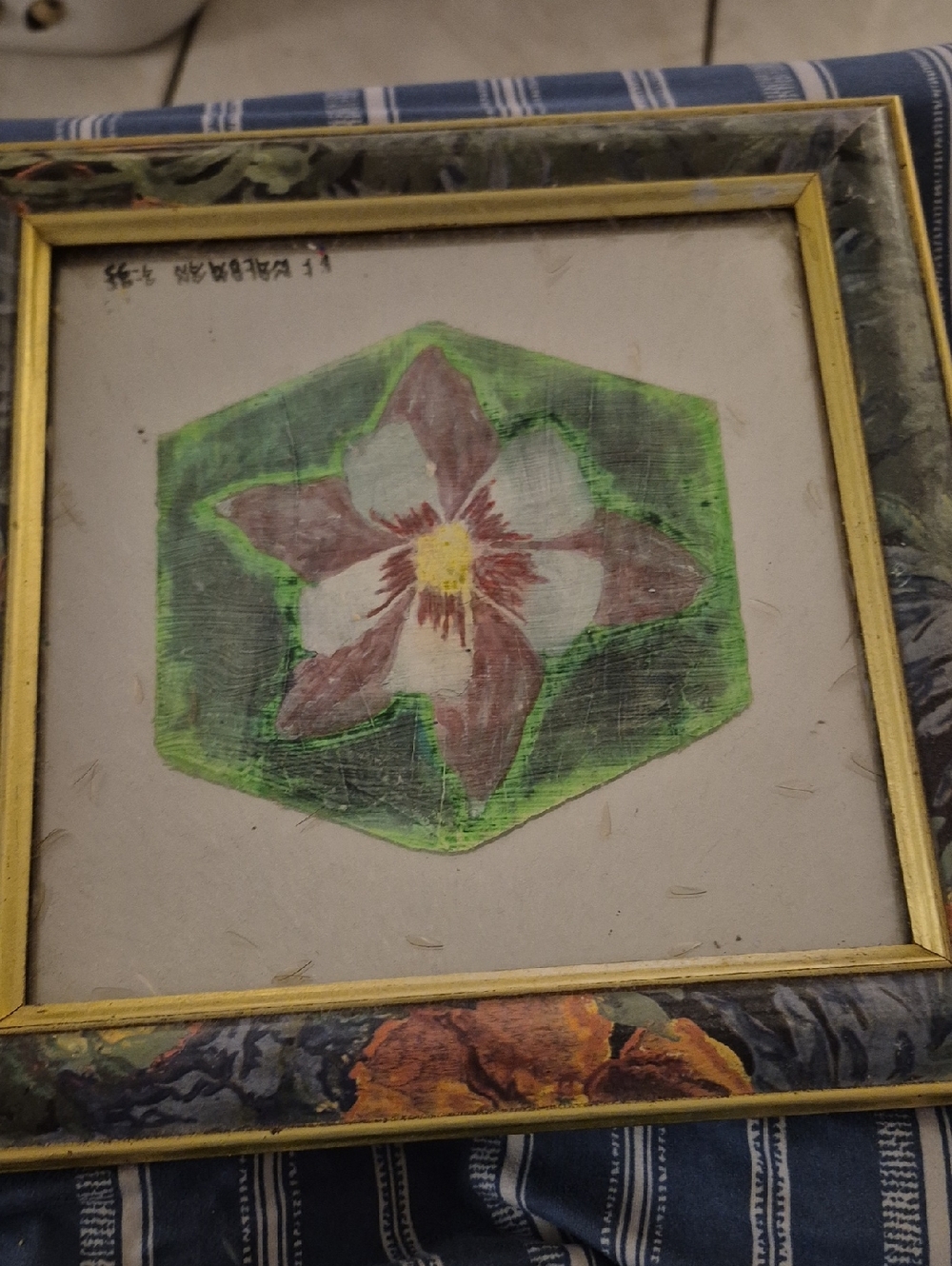 Hand-Painted Floral Wall Art - Green and Pink